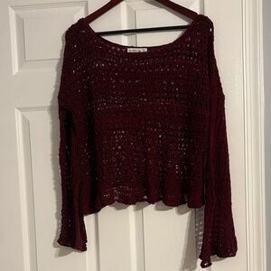 Abercrombie & Fitch Maroon Crochet Sweater